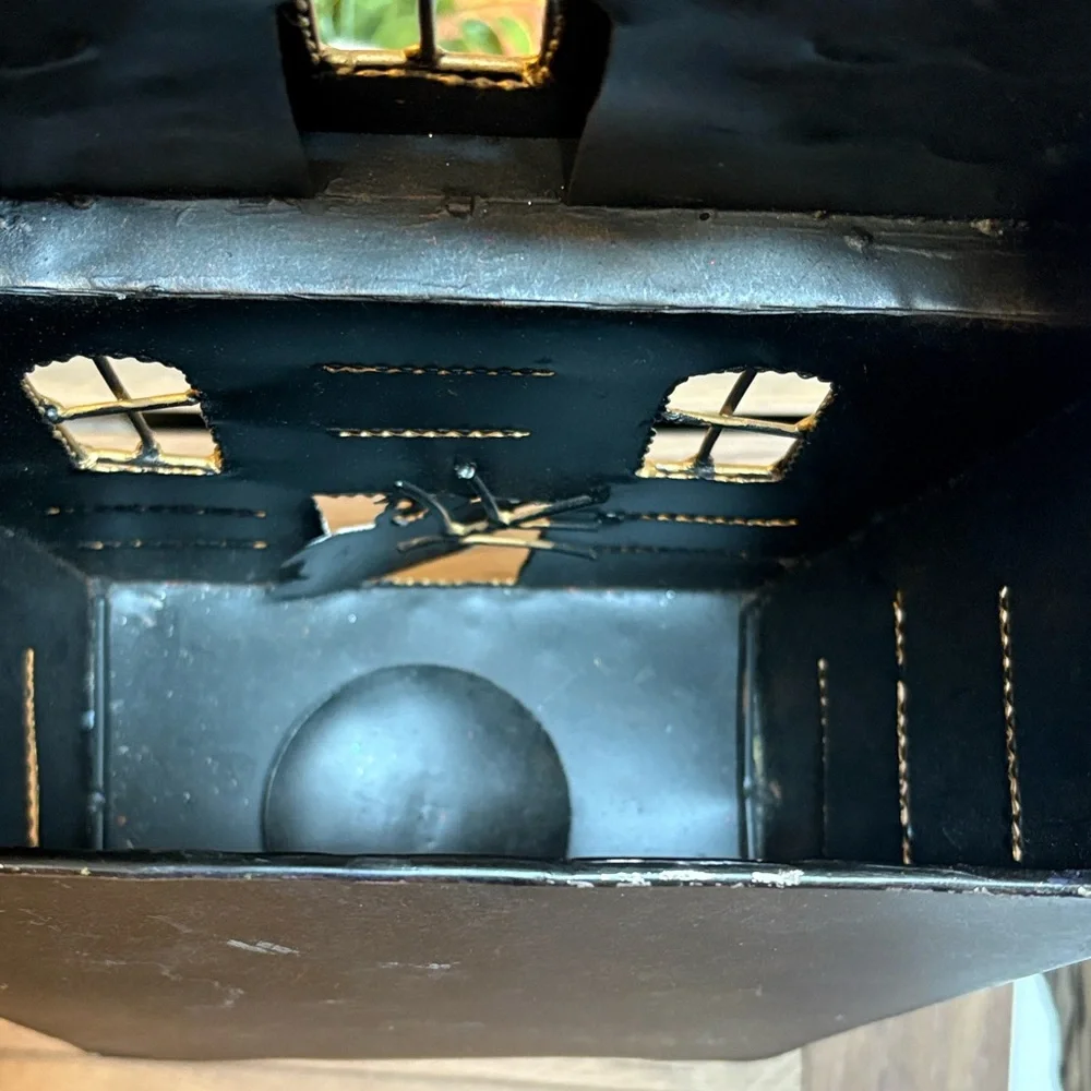 💎RARE💎Vintage Pottery Barn Large Size Metal Haunted House Candleholder Planter